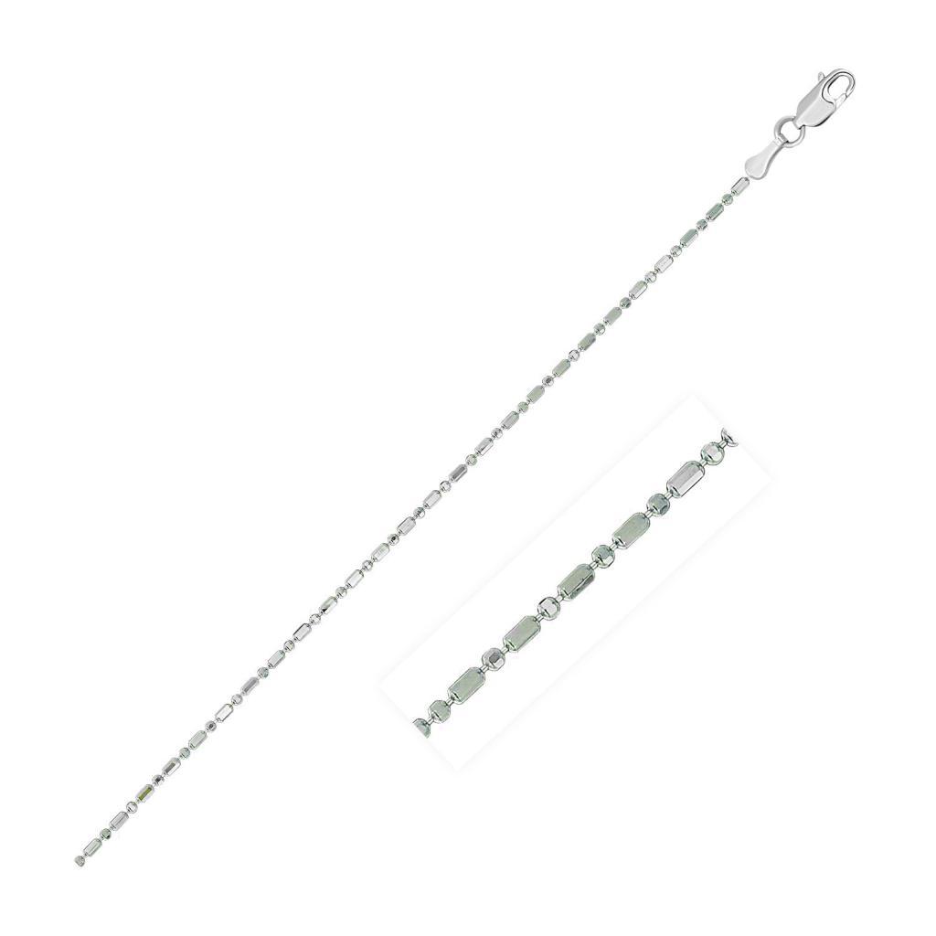 14k White Gold Diamond-Cut Bead Chain (0.90 mm) -18"