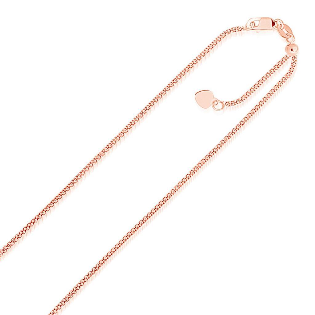 14k Rose Gold Adjustable Popcorn Chain (1.30 mm)-22"
