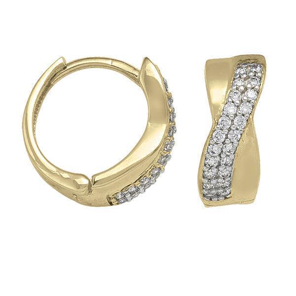 10K Gold Cubic Zirconia Round Hoop Earrings - 10KY