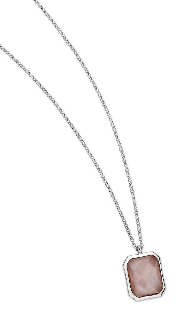 NR0LAF9-W Sunrise  Mother of Pearl White Crystal Doublet Necklace