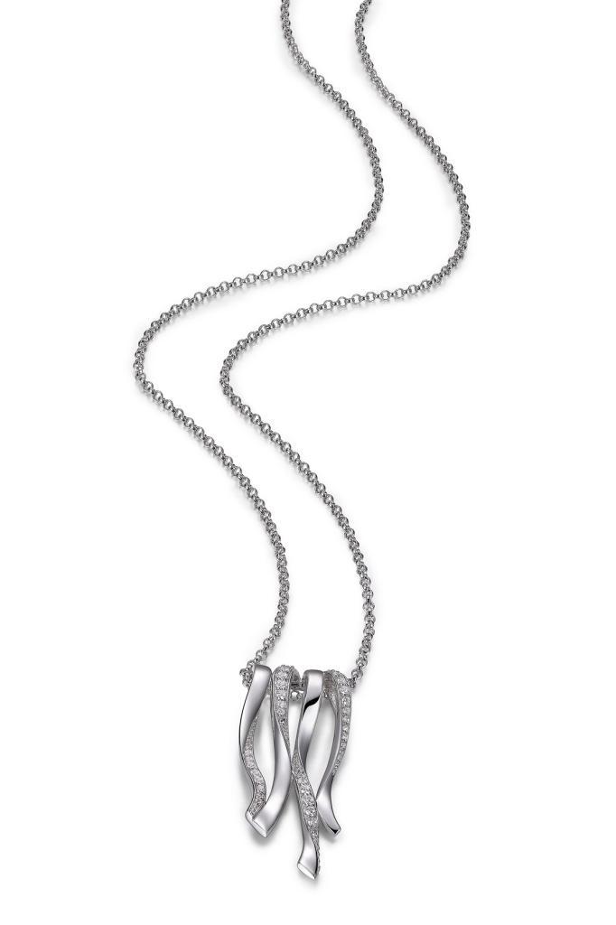 NR0LB6X-W Ocean Multi Bar Cubic Zirconia Necklace
