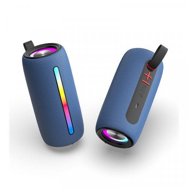 Portable Bluetooth Speaker with RGB LED Light - Hi-Fi Sound Quality Wireless Audio Device KIChargeP2Pro for Universal Cell Phone And Bluetooth Device - Blue
