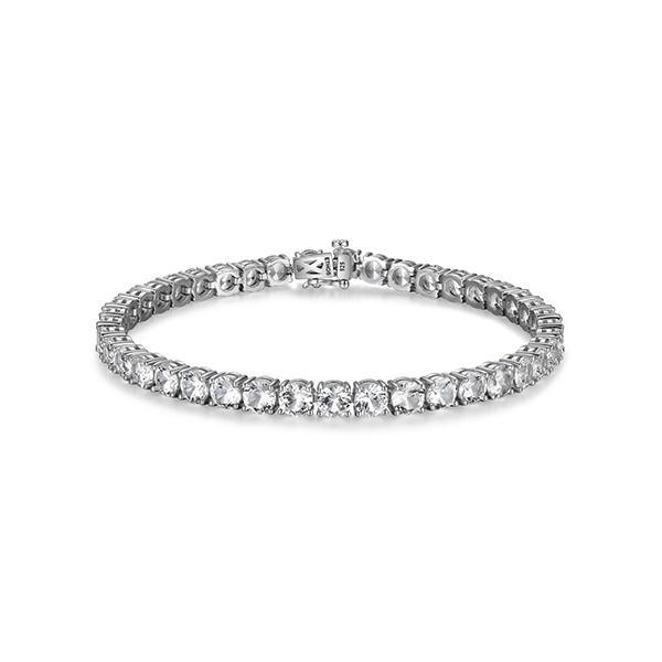 Sterling silver CJ Ethos BASIC rhodium plated 5mm round created whtie sapphire tennis bracelet