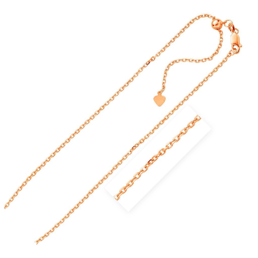 Sterling Silver Rose Finish Adjustable Cable Chain (1.80  mm) -22"