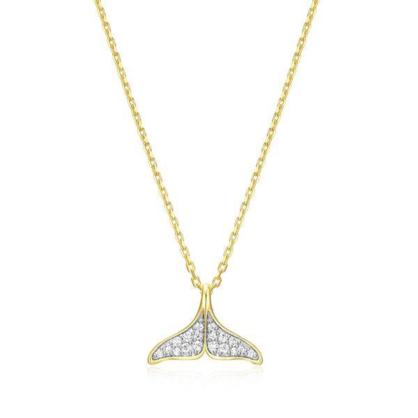 CJ Monte sterling silver lab-created diamond whale tail necklace