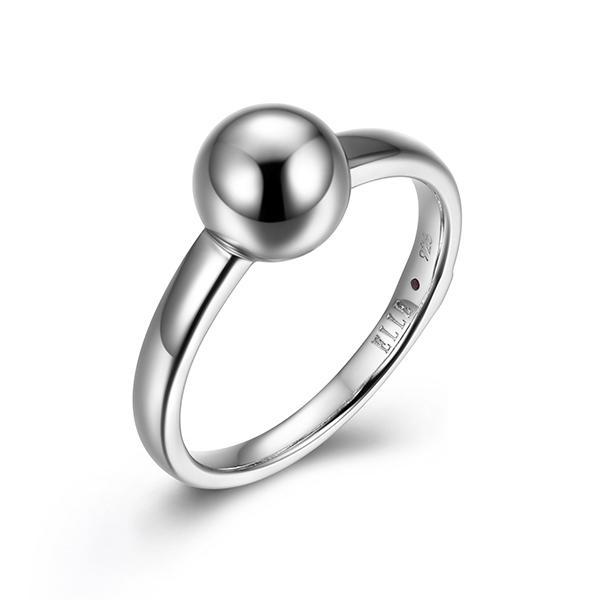 RR4LABUA0-W-9 Sterling Silver ORB One Bead Ring Size 9