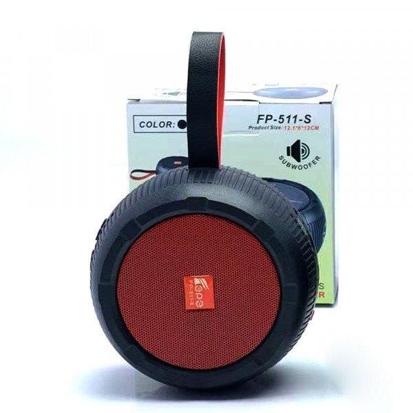 Round Solar Powered Portable Bluetooth Speaker Radio System KIFP511 for Universal Cell Phone And Bluetooth Device - Red