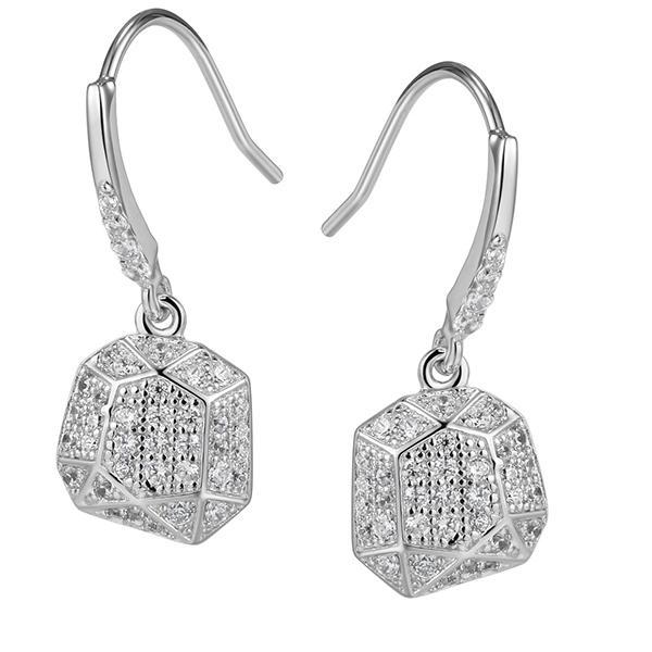 ER2LBLF00-W Sterling Silver Facet Micro Fave Round Fishhook Earrings