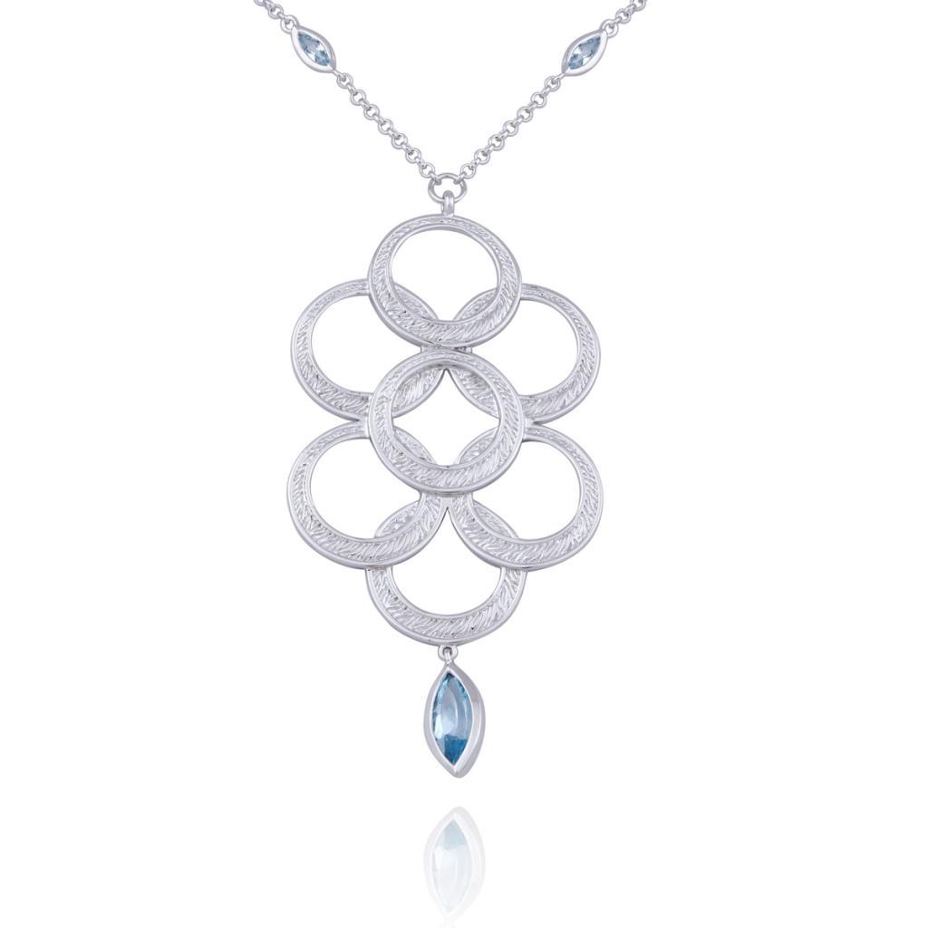 NR0LACA-W Ambrosia Sky Blue Topaz Cascading Circle Necklace