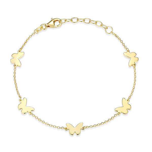 B31ADSSA0-Y-6.5 Sterling Silver Whimsical Butterfly Station Bracelet Size 6.5