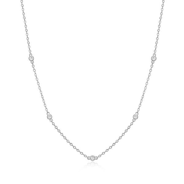 CJ Monte sterling silver labcreated diamond 5stone station necklace