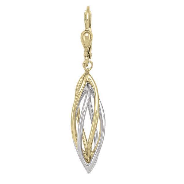 10K Gold and Silver Oval Ring Fashion Drop Earrings - 10K2T
