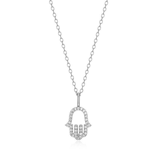 CJ Monte sterling silver labcreated diamond hamsa necklace