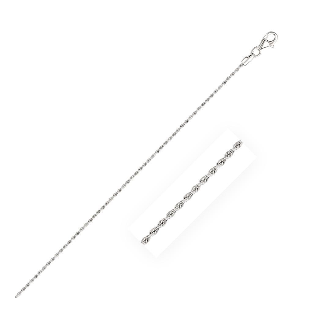 10k White Gold Solid Diamond Cut Rope Chain (1.60 mm) -18"