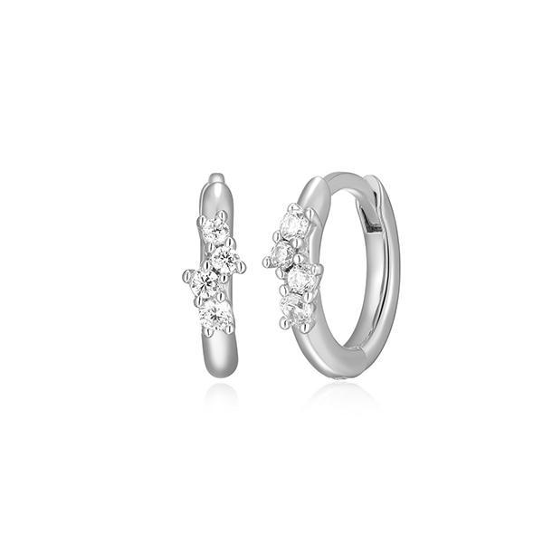 CJ Monte sterling silver lab-created diamond 10mm scattered stone huggie earrings