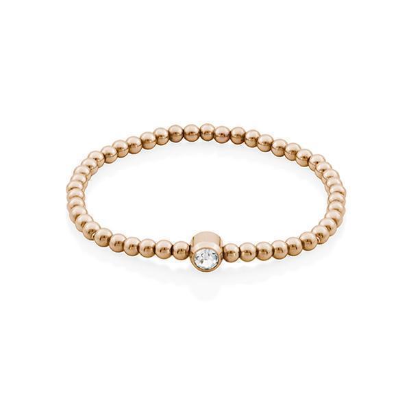 CJ Steelx "Mom and Me" Beaded Stretch Bracelet with 5mm Crystal - Rose Gold - 7"