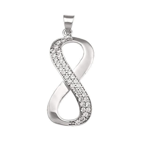 10K White Gold CZ Fashion Pendant - Infinite Love - 10KW