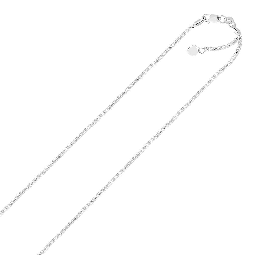 14k White Gold Adjustable Sparkle Chain (1.20 mm) -22"