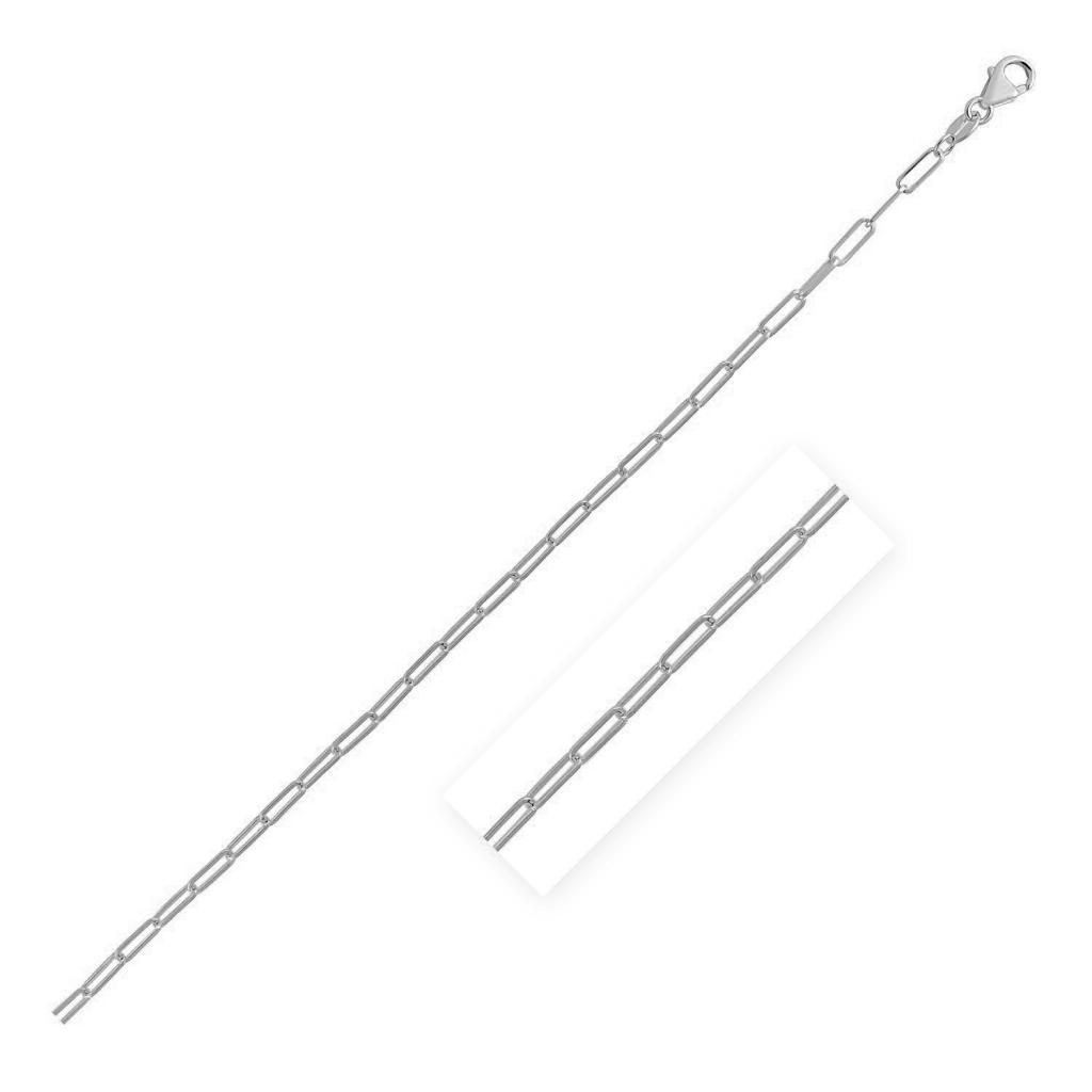 14K White Gold Delicate Paperclip Chain (2.10 mm) - 16"