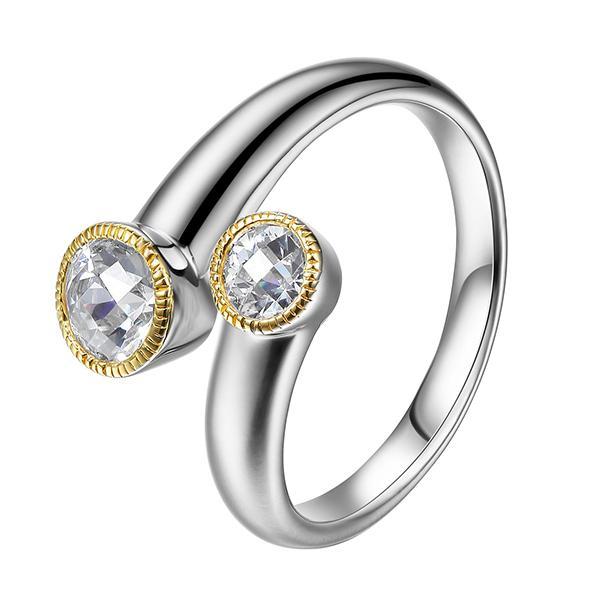 RR4L96600-2T-8 Sterling Silver Two Tone Bypass Ring Size 8
