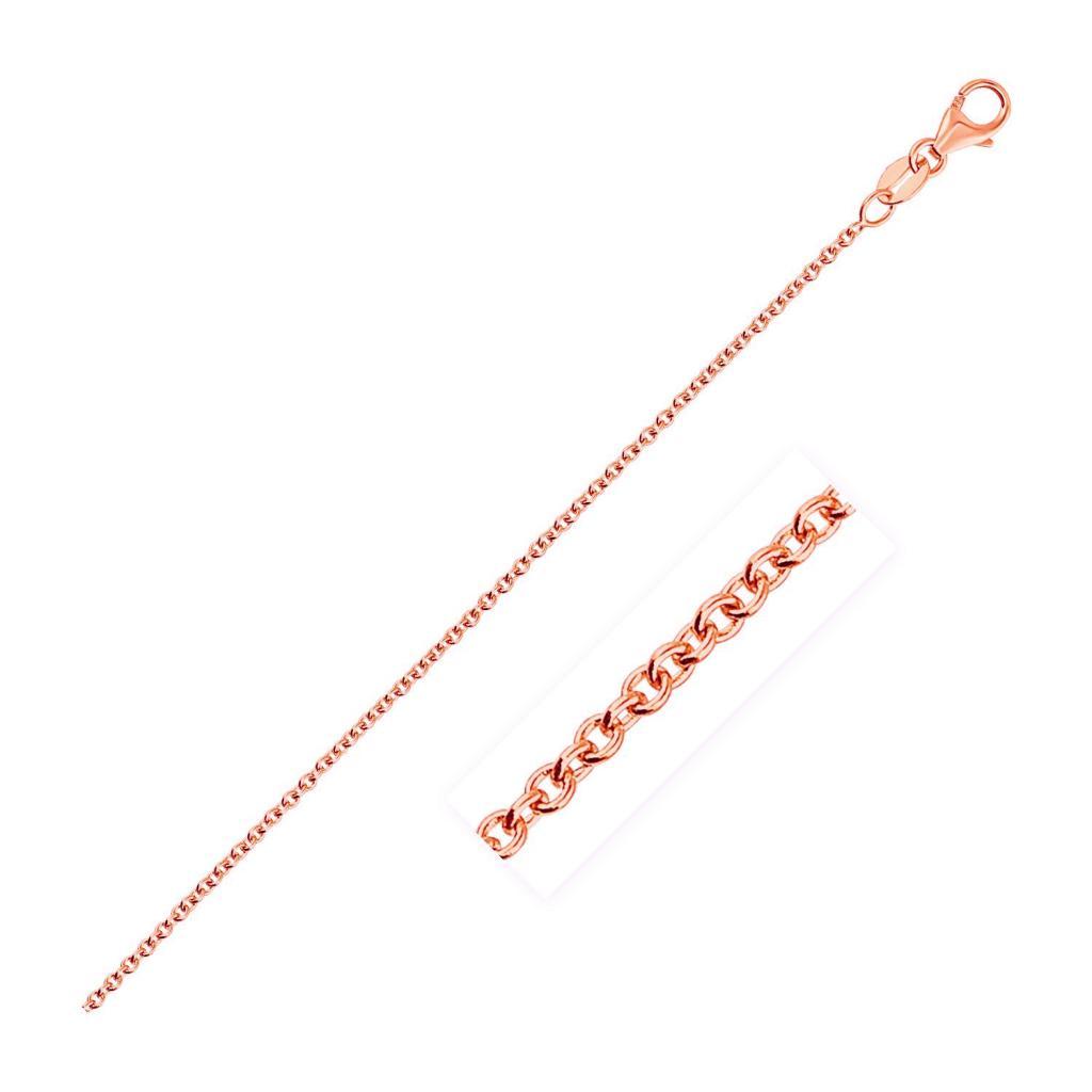 14k Rose Gold Round Cable Link Chain (1.25 mm) -18"