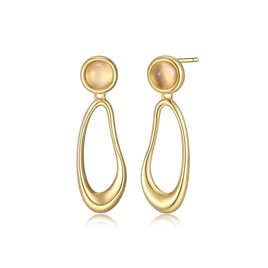 E32LCR2-Y Satelite White Moonstone Post Earrings