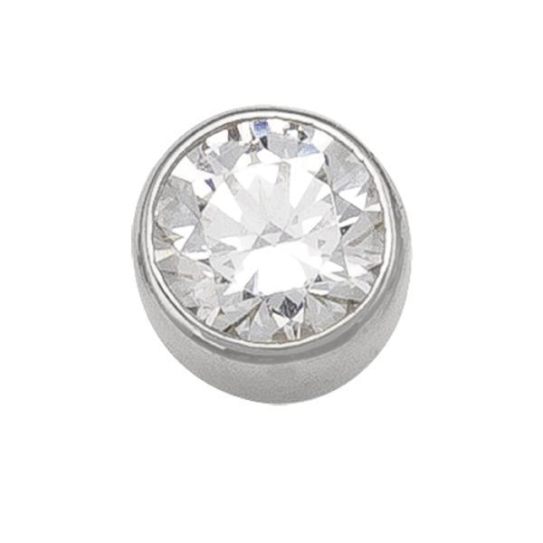 10K Silver Round Cubic Zirconia Stud Earrings - 10KW