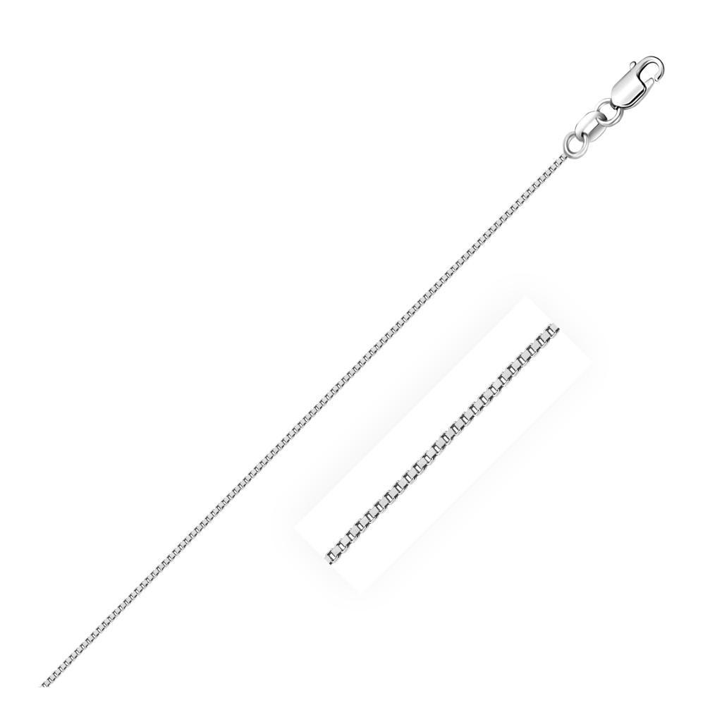 18k White Gold Box Chain 0.6mm (0.60 mm) -18"