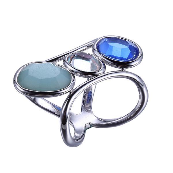 RR4LA4GAL-W-6 Sterling Silver SUGAR MELON Synthetic Green and Blue Quartz and Crystal Ring Size 6