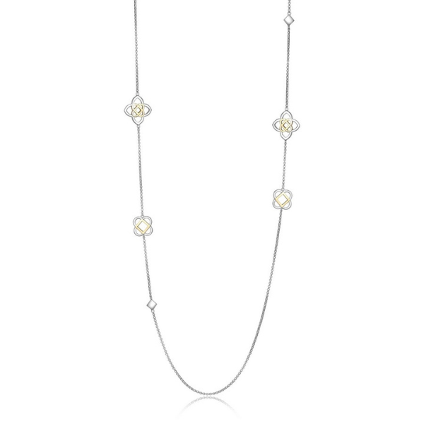 NR0LBG5A-2T Florence Motif Station Two Tone Necklace
