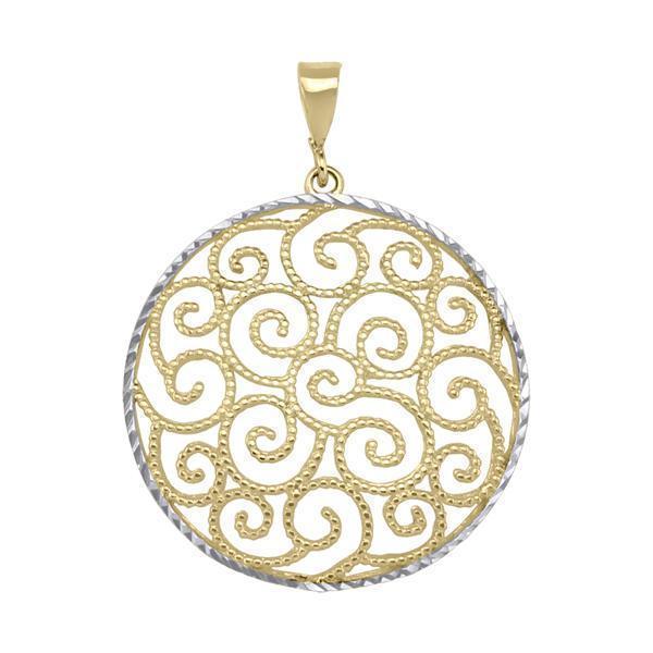 10K Gold and Silver Swirls Pendant - 10K2T