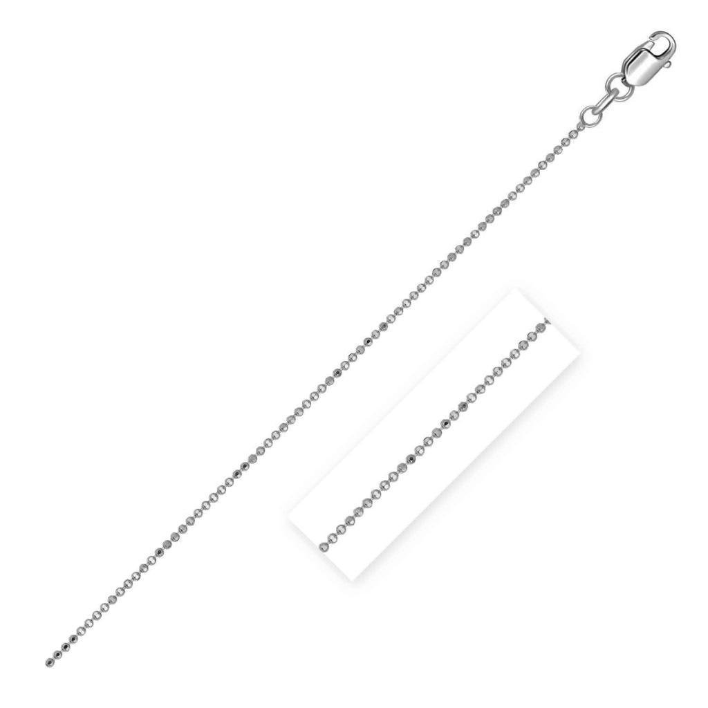 14k White Gold Diamond Cut Bead Chain (0.90 mm) -18"