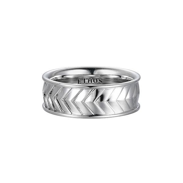 Sterling silver CJ Ethos CHEVRON rhodium plated patterned band size 11