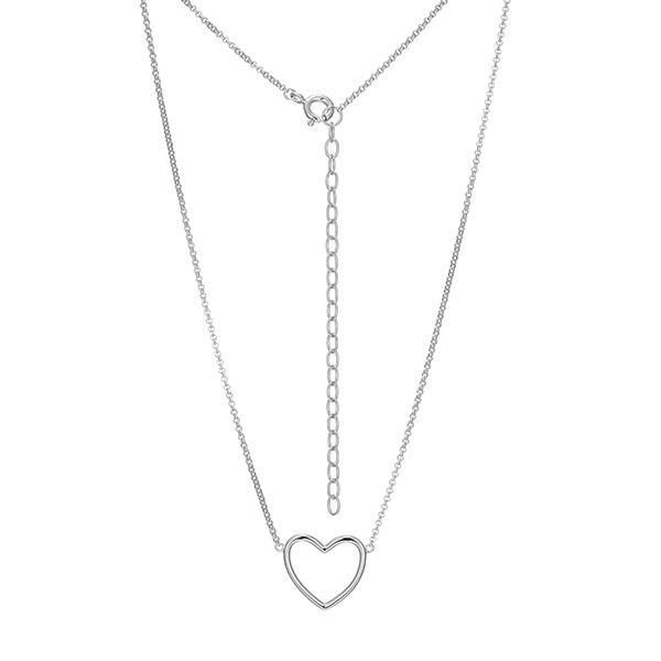NR0ADHDA0-W-16 Sterling Silver Heart Rolo Necklace Size 16