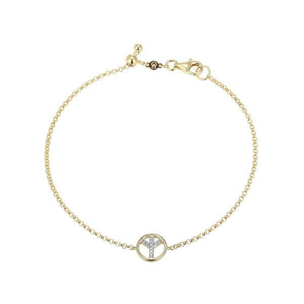 CJ Monte sterling silver labcreated diamond peace sign adjustable bracelet