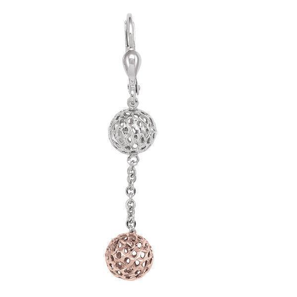 10K Rose Gold and Silver Fashion Drop Earrings - 2.4gm - 10K2T