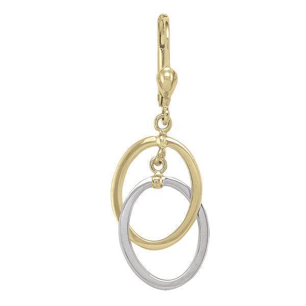 10K Gold and Silver Oval Ring Fashion Drop Earrings - 10K2T