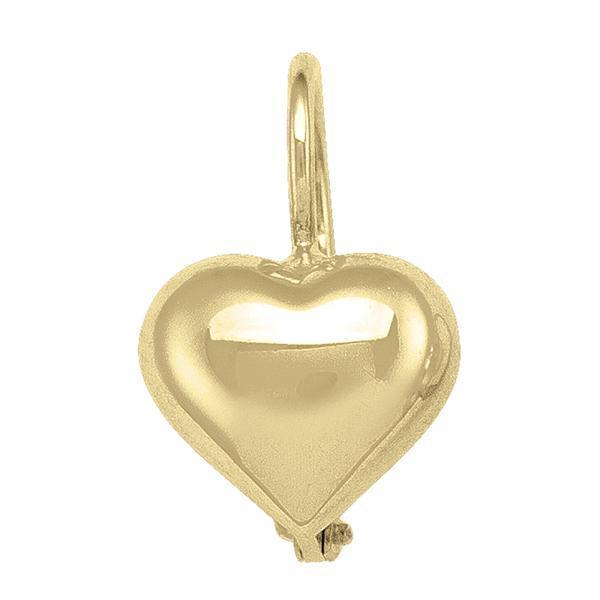 18K Gold Heart Shaped Drop Earrings - 18KY