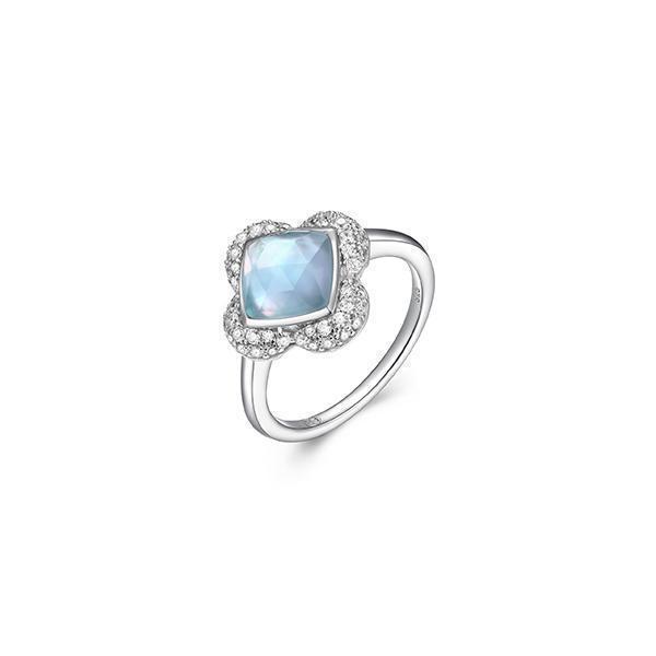 RR4Q04H-W-7 Sterling Silver "Bliss" Cushion Cut Clover Ring - Silver