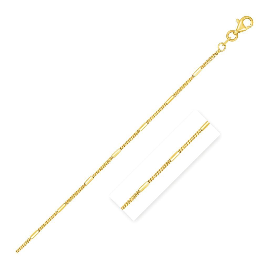 Diamond Cut Bar Links Pendant Chain in 14k Yellow Gold (1.30 mm) -18"