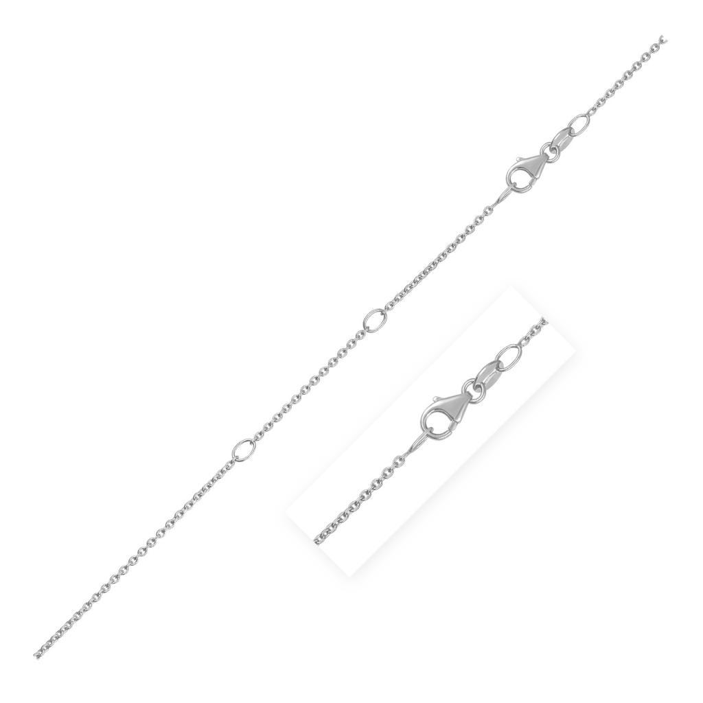 Double Extendable Diamond Cut Cable Chain in White Gold (1.30 mm) -18"