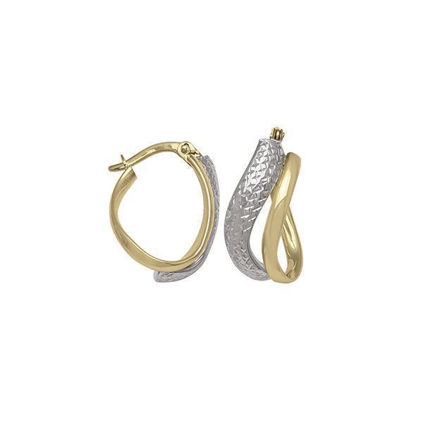 10K Two Tone Gold Hoop Earrings - ETECA148 - 1.8 gm - 2T