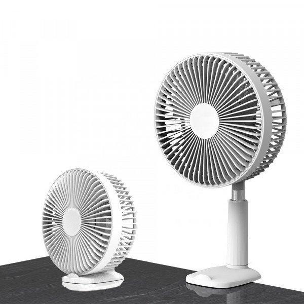 360 degree Adjustable Clip Clamp Fan with Usb 1800mAh Battery and 5 Speed Wind for Office, Home, Travel - White