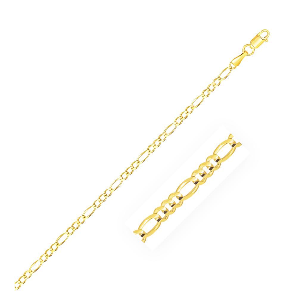 14k Yellow Gold Solid Figaro Chain (2.80 mm) -18"