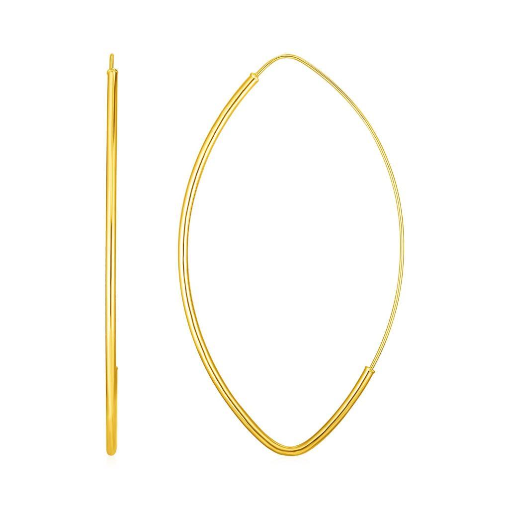 14k Yellow Gold Polished 59mm Long Marquise Motif Earrings