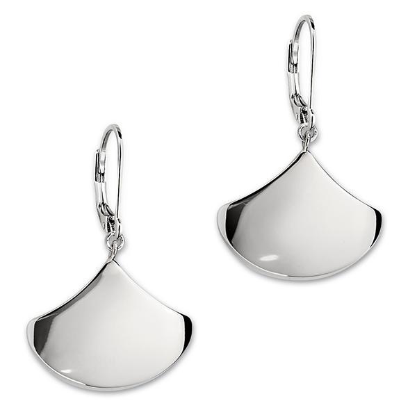 ER2LBEPA0-W Sterling Silver Fan Shaped Leverback Earrings
