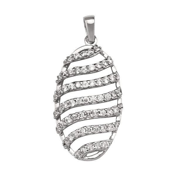 10K White Gold CZ Fashion Pendant - 10KW