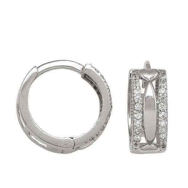 10K Silver Cubic Zirconia Fashion Hoop Earrings - 10KW