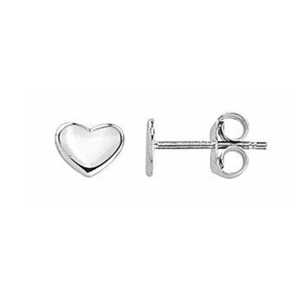 10K White Gold Mini Heart Stud Earrings - Silver - 10KW