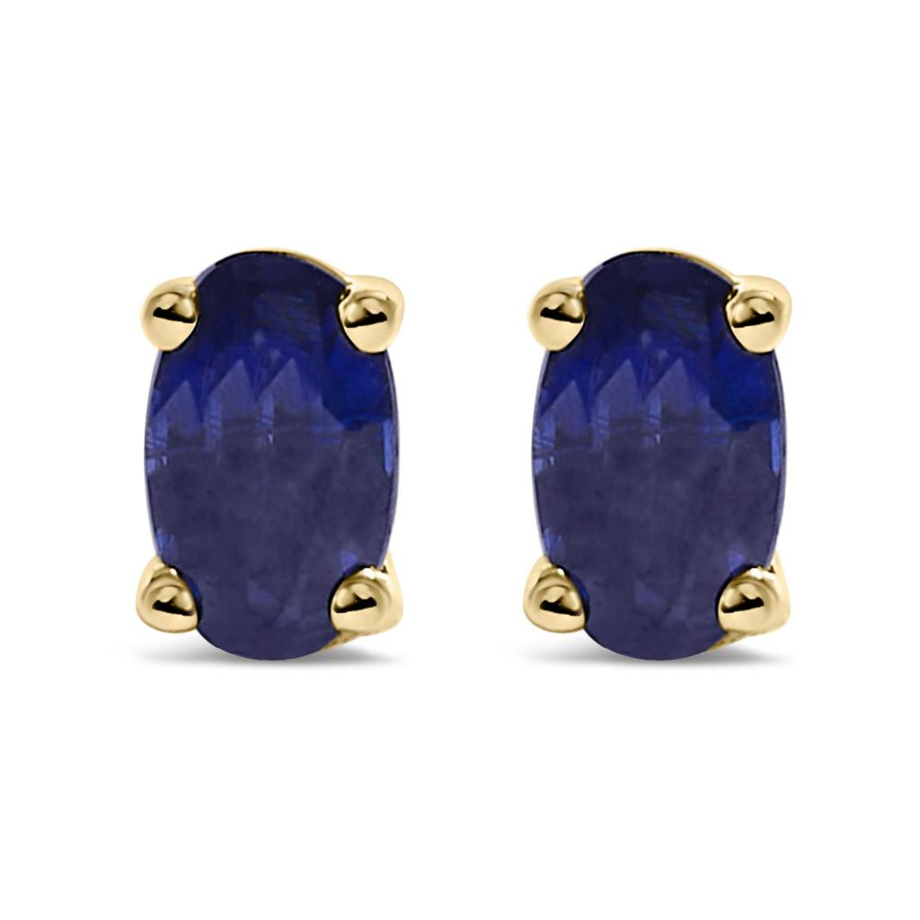 14K Gold Oval Cut Gemstone Birthstone 5x3 mm Stud Earrings